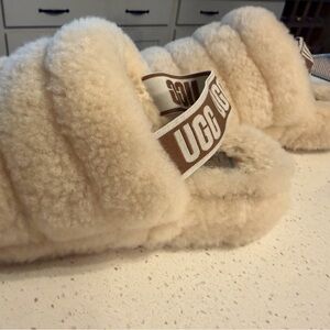 UGG Cream Fluffy Slides